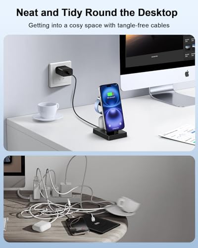 30W Fast 3 in 1 Charging Station for Apple Devices - ADADPU USB C Charger Stand for iPhone 17 16 15 Pro Max Plus & AirPods 4,Wireless Charger Dock Compatible with Apple Watch Ultra/10/9/8/7/6/5/4/3/SE - color: Classic Black
