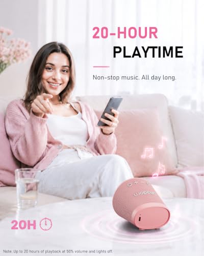 Bluetooth Speaker Wireless, Bluetooth 5.3 Shower Speaker with 9 RGB Lights & 20H Playtime, IPX6 Waterproof Speaker with TWS Pairing, Portable Speaker for Home, Beach, Travel & Birthday Gifts - color: Pink