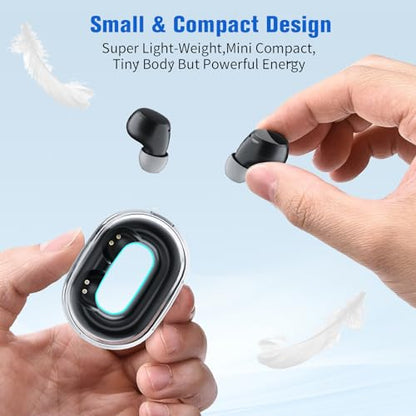 Invisible Tiny Mini Small Earbuds Wireless Bluetooth Low Profile Smallest Micro Discreet Hidden Earbuds for Small Ear Canals Disguised Sleep Ear Buds Spy Secret Headphones Earphones for Work Blue - color: Blue