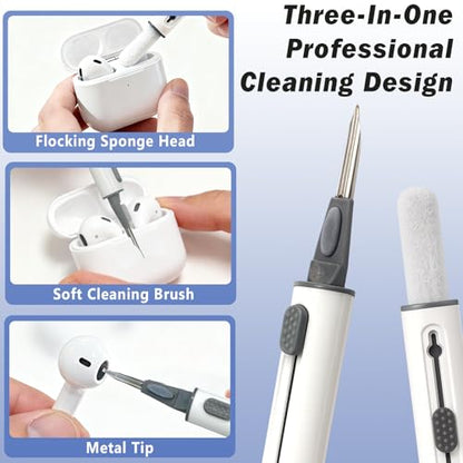 4-Piece Earbud Cleaning Kit for AirPods Pro 1/2/3 – Multi-Function Cleaning Pen with Flocking Sponge, Brush & Metal Tip for Bluetooth Headsets & Charging Cases