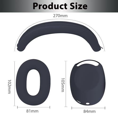 Adhiper 3-in-1 Silicone Sweat Case Cover for Sony WH-1000XM6 Headphones, XM6 Covers Accessories Silicone Ear Pads Covers & Headband Cover & Ear Cups Protector, Washable & Sweatproof - Midnight Blue - color: Midnight Blue