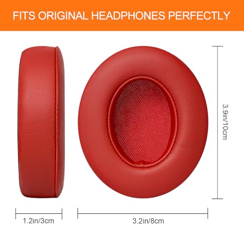 GEVO Ear Pads Replacement for Beats Studio 2 & 3 Headphones Earpad Cushions - color: Red