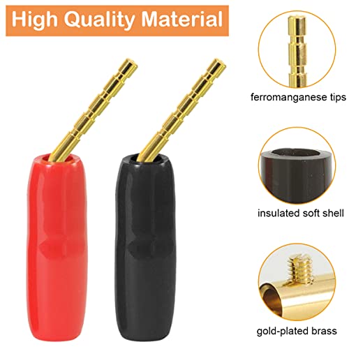 2mm Banana Plug Screw Type to 4mm Banana Socket Speaker Audio Pin Male Connector Adapter Gold-Plated Jack Terminal for Amplifiers, 16 PCS
