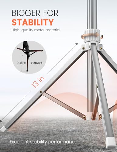 71'' Phone Tripod Stand, Extendable Reinforced Aluminum Phone Stand with Wireless Remote, Stable Cellphone Tripod Compatible with iPhone 14/13/12 Galaxy S23/S22 Huawei (White) - style: 71'' White