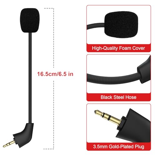Replacement Cloud 2 Mic Boom Game Microphone Compatible with Kingston HyperX Cloud II Wired, Cloud, CloudX, Cloud Core Gaming Headsets for PS4 Xbox One Nintendo Switch Computer PC