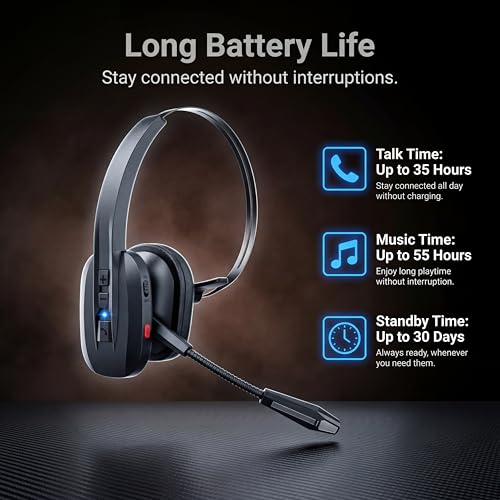 SINWE Trucker Bluetooth Headset with Dual Mic Noise Cancelling - style: Ultra-Light