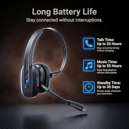 SINWE Trucker Bluetooth Headset with Dual Mic Noise Cancelling - style: Ultra-Light