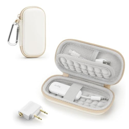 Hard Case for AirFly/Avantree Bluetooth Transmitter Receiver, with Adapter | for AirFly SE/Pro V2/Pro/Duo, Avantree Relay/1Mii, with 3.5mm Jack AUX Adapter, Airplane Travel/TV/Gym Carrying Case Bag - color: Upgrade Beige