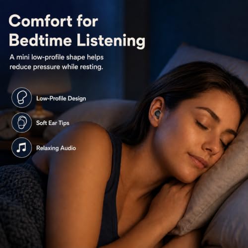 Ultra-Smallest Invisible Earbuds, Discreet Mini Wireless Headphones, Hidden Bluetooth Buds for Small Ears & Sleeping, Compact Sleep Headphones for Side Sleepers, Long Standby - color: Black