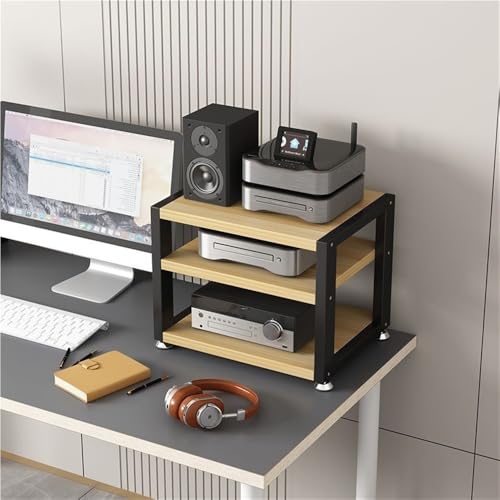 Compact Desktop Audio Rack for Amplifiers, Turntables, DVD Players, Game Consoles, Cable Boxes, Open AV Media Stand, Stereo Cabinet for Computer Desk(Medium) - size: Medium