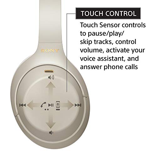 Sony WH-1000XM4 Wireless Premium Noise Canceling Overhead Headphones with Mic for Phone-Call and Alexa Voice Control, Silver WH1000XM4 | Mic for Phone-Call, Alexa Voice Control - color: Silver