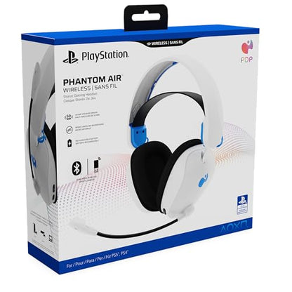 PDP Phantom Air Dual-Mode Wireless Gaming Headset for PlayStation: PS5, PS4, PC, Bluetooth Compatible, Rechargeable 35-Hour Battery, 50mm Drivers, On-ear Headphone Controls, Officially Licensed, White - color: White, style: PlayStation