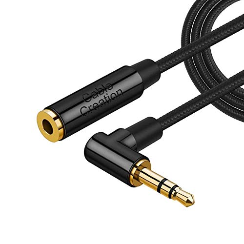 CableCreation 3.5mm Headphone Extension Cable 3FT/0.9M, Audio Stereo Cable | Right Angle Male to Female Aux Stereo Cord with Silver-Plating Copper for iPhones, iPad, Beats, PS4 Headset, Home/Car Stereos - size: 3 Feet