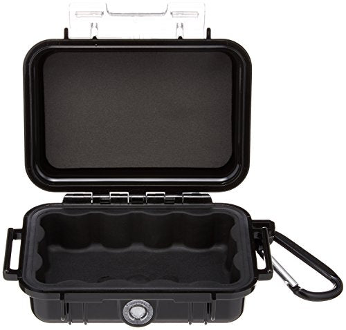Pelican 1010 Micro Case (Black) | Watertight hard shell with rubber liner and lanyard for electronics, cameras and travel - color: Black, size: One Size
