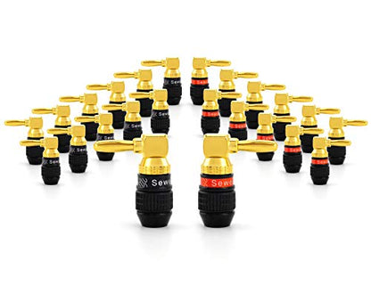 Sewell Deadbolt Right-Angle Banana Plugs, 12 Pairs Quick Connect Gold Plated Speaker Plugs 90 Degree - size: 12 Pairs, style: Deadbolt Right Angle
