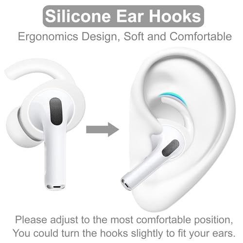 4 Pairs Anti Slip Kit Compatible with AirPods Pro 2, Silicone Sport Ear Hooks and 360° Rotation Adjustable Length Outdoor Earhooks Grip Ear Tips Wing Buds Holder for AirPod Pro 2nd - 4X1