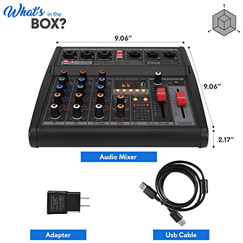 Pyle Professional DJ Audio Mixer - 3-Channel Controller with 16 Preset DSP Effects - USB Interface - 3 Mic/Line Inputs - +48V Phantom Power - Built-in FX Processor - MP3 Player/Headphone Jack - PMX462