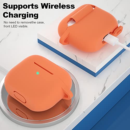 Compatible with AirPods 3 Case, Protective Silicone Cover for AirPods 3rd Generation Case 2021, Wireless Charging - Orange - color: C-Orange