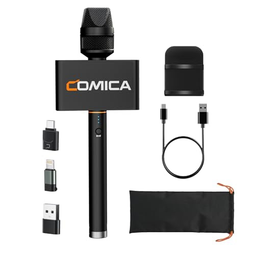COMICA Revo S Wireless Handheld Microphone for iPhone17/16 Android Phone PC | Professional Interview Microphone with Plug & Play, Noise Reduction, Reporter Mic for Content Creators Speech Podcast Vlog