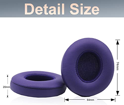 Replacement Ear Pads Protein PU Leather Ear Cushion Compatible with by Dr. Dre Solo 2.0 Solo3 Wireless On-Ear Headphones (Violet) - color: Violet