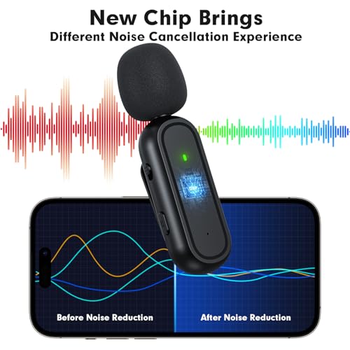 2-Pack Wireless Lavalier Microphone for iPhone Android - Plug and Play Noise Reduction Clip-on Mic with Charging Case, for Vlogging YouTube Live Streaming Zoom Meetings Video Recording Youtuber