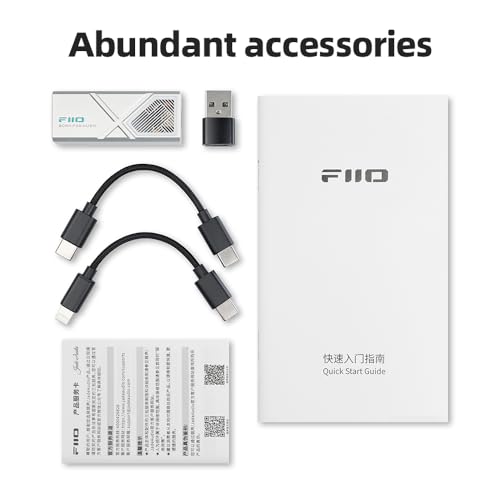 FiiO/JadeAudio KA13 Portable DAC Dongle, USB-C Adapter, 3.5mm and 4.4mm Outputs Compatible with Android/iOS System/PC/Music Players, PCM 384kHz/32bit | DSD256 550mW high Power (Silver) - color: Silver