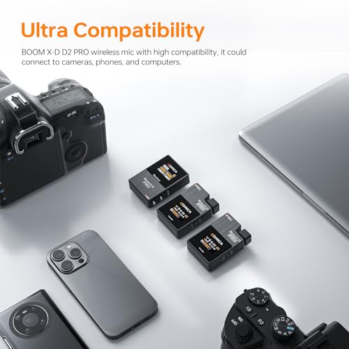 COMICA BoomX-D2 PRO Wireless Lavalier Microphone for iPhone Android Camera | Built-in 16GB Recorder, Noise Cancellation, 656ft Stable Range, Safety Audio Track, for YouTube, TikTok, Vlog, Interview