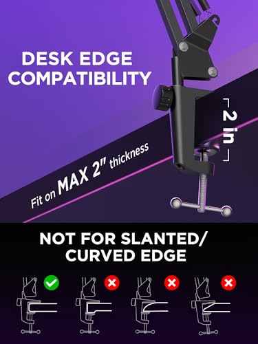 InnoGear Microphone Stand Boom Arm Mic Stand Desk for Blue Yeti, Large | Pop Fiilter and Shock Mount Included, for Desk Thickness Within 2", Stable with Heavy Mics, Work with Fifine Shure - size: Large