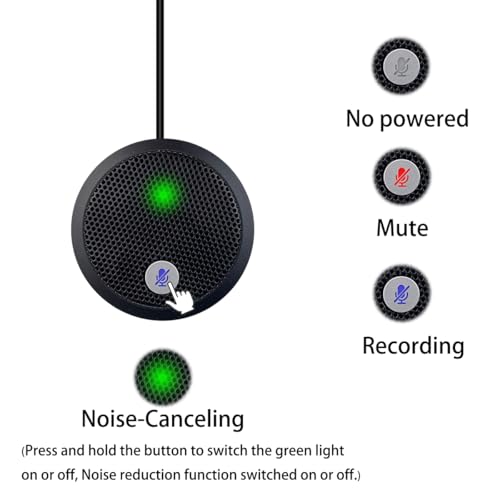 USB Microphone, Desktop Microphone, Mute Button with LED Indicator, Noise Reduction, Omnidirectional Condenser Microphones for PC Laptops or Video Conferences, Plug & Play