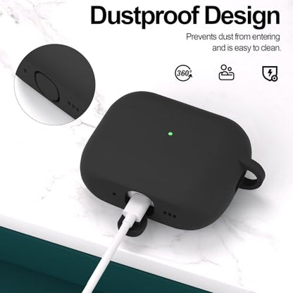 for AirPods Pro 3 Case Cover, Protective Soft Silicone with Keychain Cleaning Pen for Women Men for Apple AirPods Pro 3rd Generation Case(2025), Front LED Visible, Black - color: B-Black