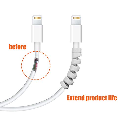 24 Pcs Jetec Charger Cable Protector, Spiral USB Wire Protector,Grey - color: Grey