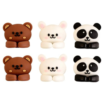 6pcs Cute Silicone Bear Desktop Cable Organizer with Hooks, Multi-Functional Wire Fixer for Mouse Earphone Data Cable, Traceless No-Nail Desk Drawer Utility Hooks