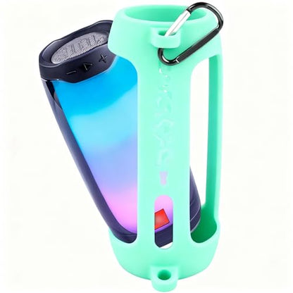 COMECASE Silicone Cover for JBL Pulse 4 with Shoulder Strap and Carabiner | Open Controls Allow Charging and Playback; Flexible Sleeve Cushions Scratches and Bumps Outdoors, Teal, Cover Only - color: Teal