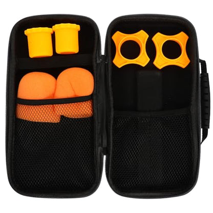 Hemobllo Shockproof Dual Microphone Carrying Case with Handle Large-capacity Mic Storage Bag for Travel Includes 2 Orange Non-slip Foam Covers and Protective Mic Tail Caps