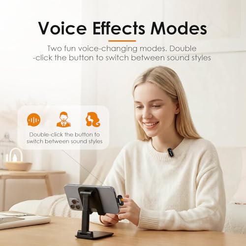 SONICAKE Wireless Mini Microphone for iPhone & Android，Mini Lavalier Microphone - Noise Reduction Lapel Mic,Clip-on Mini Mic with USB-C for Video Recording YouTube TikTok Podcast Content Creators