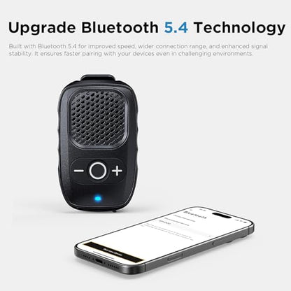 Wearable Bluetooth Speakers, Clip On Wireless Jobsite Speaker - Black | 30H Playtime, IPX6 Water-Resistant, Portable, Built-in Mic, Hands-Free Calls, Non-Magnet - color: Black
