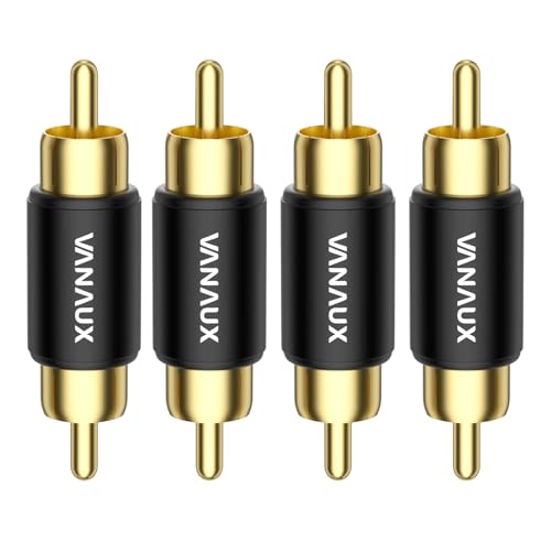 VANAUX 4PCS RCA Male to Male Coupler,Barrel Connectors Subwoofer RCA Adapter Gold Plated for HDTV,Speakers, Amplifiers, Car Audio-Black - size: 4PCS-black, style: RCA Male to RCA Male