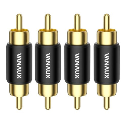 VANAUX 4PCS RCA Male to Male Coupler,Barrel Connectors Subwoofer RCA Adapter Gold Plated for HDTV,Speakers, Amplifiers, Car Audio-Black - size: 4PCS-black, style: RCA Male to RCA Male