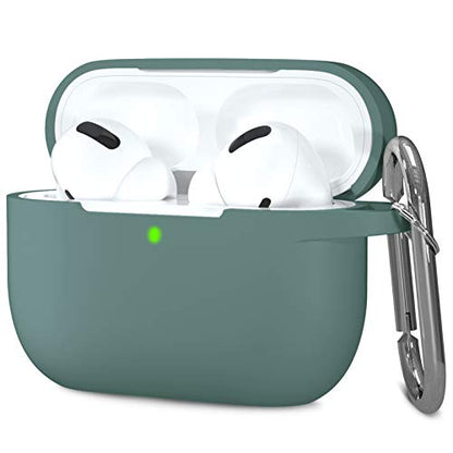 Hamile Compatible with AirPods Pro Case Protective Silicone Airpod Case Shockproof Cover Skin for Apple Airpod Pro 2019 Charging Case, with Keychain, Midnight Green - color: Midnight Green