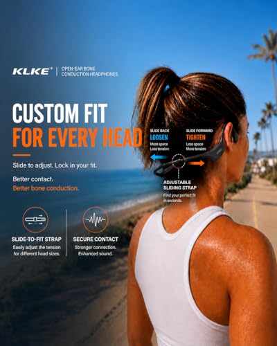 Bone Conduction Headphones for Running with mic and Rear Safety Light | Dual Sound Modes, Adjustable Fit, 10H Playtime, USB-C Charging, Clear Calls, Lightweight Comfort for Gym, Cycling and Hiking. - color: KLKE-Gray