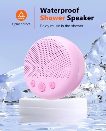 LENRUE Shower Speaker, Bluetooth Waterproof Speaker Wireless, Portable Speaker with Clear Loud Sound, Suction Cup, Lanyard, Ideas Gifts - color: Pink