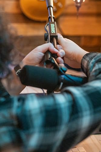 Shure by Gator Low Profile Mic Stand with Single-Section Boom (SH-DESKTOP2) | Compact Non-slip Weighted Base Twist Clutch Height Adjustment Integrated Cable Management.