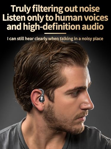 Single Ear Bluetooth Headset with Noise Canceling Microphone, 24H Talk Time Hands-Free Wireless Earpiece for Driving, Office (Black) - color: Black