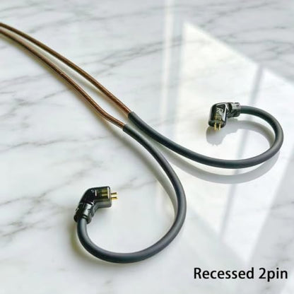FAAEAL HiFi Audiophile IEM Cable,6N High Purity Oxygen Free Copper (OFC) Wired Earphone Cable Compatible with KZ ZS10 ZSN AS16,QDC-C Pin in Ear Monitor Cords for Musicians 3.5mm 4.9ft(Recessed 2pin)