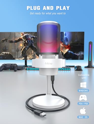 FIFINE A8 White USB Gaming Condenser Microphone with Tap Mute for Streaming - size: A8W-Desktop