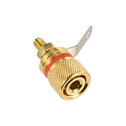 uxcell 2 Pack 4mm Banana Jack Binding Post Gold Plated Female Socket Plug Terminal Connector for Loudspeaker Amplifier (Red and Black Rubber Ring)