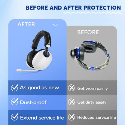 Likesing Headphone Headband Cover, INZONE H9 Headphone Band Cushion Compatible with S0ny INZ0NE H3/ H5/ H7/ H9 Headphones, Thicker Sports Fabric Replacement Headband Cover Protector Pad (Black)