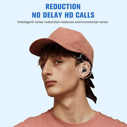 Invisible Tiny Mini Small Earbuds Wireless Bluetooth Low Profile Smallest Micro Discreet Hidden Earbuds for Small Ear Canals Disguised Sleep Ear Buds Spy Secret Headphones Earphones for Work Blue - color: Blue