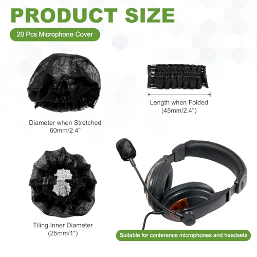 MECCANIXITY 50 Pcs Disposable Lapel Headset Microphone Windscreen, Non-Woven Mini Size Lavalier Microphone Windscreen Headset Mic Covers for Hole Ear-Hook Headsets, Lavalier Mic, Black - color: Black