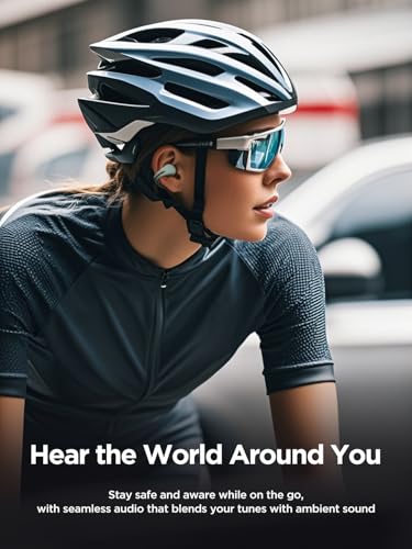 HAKII Open Ear Wireless Earbuds, Bluetooth 5.4 Ergonomic Clip on Bluetooth Earbuds with Stereo Sound/ENC, Touch Control Open Ear Headphones, IPX5 Waterproof Running Headphones for Sports, Fitness